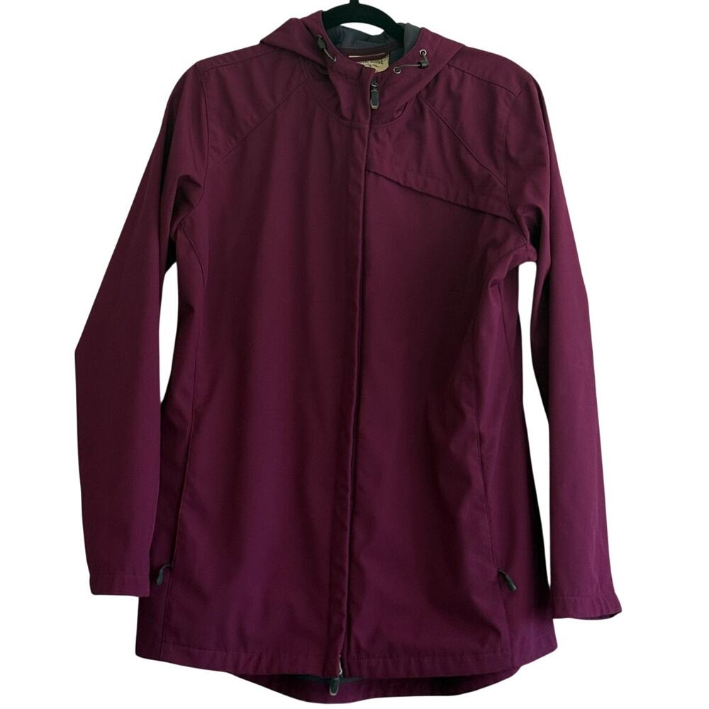 Burgundy Softshell Hooded Lined Outdoor Jacket Womens XL Rustic Ridge Zip Pocket